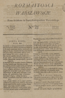 Rozmaitości Warszawskie : pismo dodatkowe do Gazety Korrespondenta Warszawskiego. 1826, Ner 21 (24 maja)