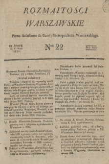 Rozmaitości Warszawskie : pismo dodatkowe do Gazety Korrespondenta Warszawskiego. 1826, Ner 22 (31 maja)