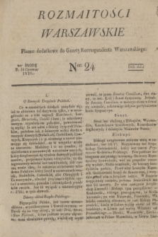 Rozmaitości Warszawskie : pismo dodatkowe do Gazety Korrespondenta Warszawskiego. 1826, Ner 24 (14 czerwca)