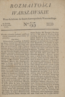 Rozmaitości Warszawskie : pismo dodatkowe do Gazety Korrespondenta Warszawskiego. 1826, Ner 35 (20 września)