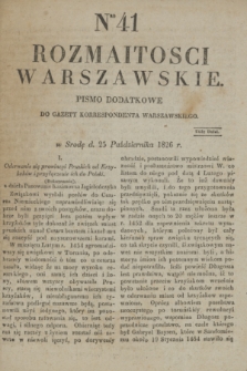 Rozmaitości Warszawskie : pismo dodatkowe do Gazety Korrespondenta Warszawskiego. 1826, Nro 41 (25 października)