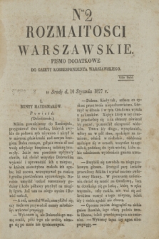 Rozmaitości Warszawskie : pismo dodatkowe do Gazety Korrespondenta Warszawskiego. 1827, Nro 2 (10 stycznia)