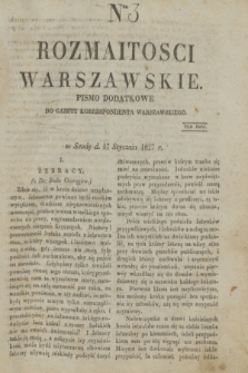 Rozmaitości Warszawskie : pismo dodatkowe do Gazety Korrespondenta Warszawskiego. 1827, Nro 3 (17 stycznia)