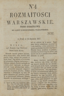 Rozmaitości Warszawskie : pismo dodatkowe do Gazety Korrespondenta Warszawskiego. 1827, Nro 4 (24 stycznia)
