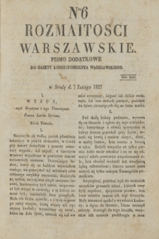 Rozmaitości Warszawskie : pismo dodatkowe do Gazety Korrespondenta Warszawskiego. 1827, Nro 6 (7 lutego)
