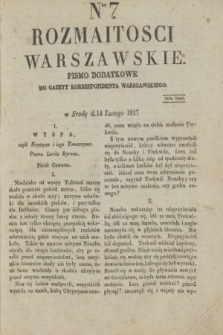 Rozmaitości Warszawskie : pismo dodatkowe do Gazety Korrespondenta Warszawskiego. 1827, Nro 7 (14 lutego)