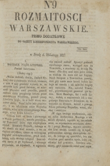 Rozmaitości Warszawskie : pismo dodatkowe do Gazety Korrespondenta Warszawskiego. 1827, Nro 9 (28 lutego)