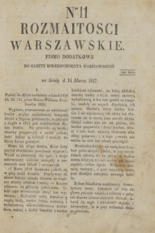 Rozmaitości Warszawskie : pismo dodatkowe do Gazety Korrespondenta Warszawskiego. 1827, Nro 11 (14 marca)