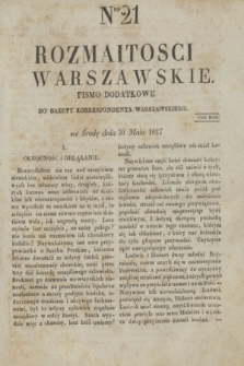 Rozmaitości Warszawskie : pismo dodatkowe do Gazety Korrespondenta Warszawskiego. 1827, Nro 21 (30 maja)