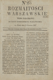 Rozmaitości Warszawskie : pismo dodatkowe do Gazety Korrespondenta Warszawskiego. 1827, Nro 23 (13 czerwca)