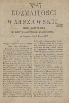 Rozmaitości Warszawskie : pismo dodatkowe do Gazety Korrespondenta Warszawskiego. 1827, Nro 25 (5 lipca)