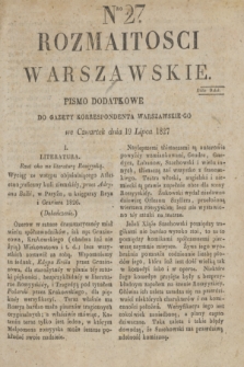 Rozmaitości Warszawskie : pismo dodatkowe do Gazety Korrespondenta Warszawskiego. 1827, Nro 27 (19 lipca)