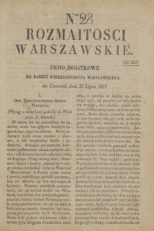 Rozmaitości Warszawskie : pismo dodatkowe do Gazety Korrespondenta Warszawskiego. 1827, Nro 28 (26 lipca)