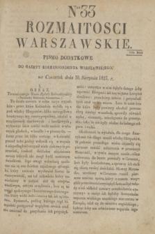 Rozmaitości Warszawskie : pismo dodatkowe do Gazety Korrespondenta Warszawskiego. 1827, Nro 33 (30 sierpnia)