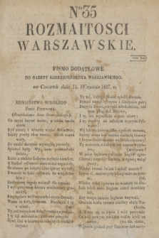 Rozmaitości Warszawskie : pismo dodatkowe do Gazety Korrespondenta Warszawskiego. 1827, Nro 35 (13 września)
