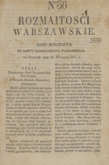 Rozmaitości Warszawskie : pismo dodatkowe do Gazety Korrespondenta Warszawskiego. 1827, Nro 36 (20 września)