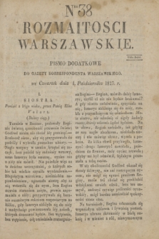 Rozmaitości Warszawskie : pismo dodatkowe do Gazety Korrespondenta Warszawskiego. 1827, Nro 38 (4 października)