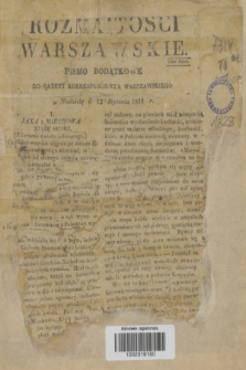 Rozmaitości Warszawskie : pismo dodatkowe do Gazety Korrespondenta Warszawskiego. 1828, Nro 1 (13 stycznia)