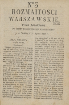 Rozmaitości Warszawskie : pismo dodatkowe do Gazety Korrespondenta Warszawskiego. 1828, Nro 3 (27 stycznia)