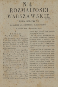 Rozmaitości Warszawskie : pismo dodatkowe do Gazety Korrespondenta Warszawskiego. 1828, Nro 4 (3 lutego)