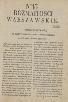 Rozmaitości Warszawskie : pismo dodatkowe do Gazety Korrespondenta Warszawskiego. 1828