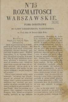 Rozmaitości Warszawskie : pismo dodatkowe do Gazety Korrespondenta Warszawskiego. 1828