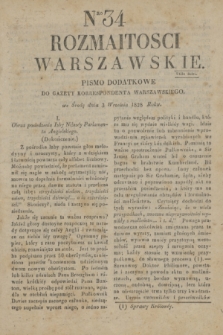 Rozmaitości Warszawskie : pismo dodatkowe do Gazety Korrespondenta Warszawskiego. 1828, Nro 34 (3 września)
