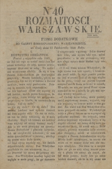 Rozmaitości Warszawskie : pismo dodatkowe do Gazety Korrespondenta Warszawskiego. 1828