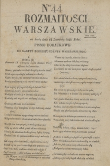 Rozmaitości Warszawskie : pismo dodatkowe do Gazety Korrespondenta Warszawskiego. 1828, Nro 44 (12 listopada)