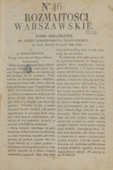 Rozmaitości Warszawskie : pismo dodatkowe do Gazety Korrespondenta Warszawskiego. 1828, Nro 46 (26 listopada)