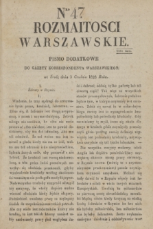 Rozmaitości Warszawskie : pismo dodatkowe do Gazety Korrespondenta Warszawskiego. 1828, Nro 47 (3 grudnia)