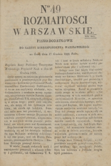 Rozmaitości Warszawskie : pismo dodatkowe do Gazety Korrespondenta Warszawskiego. 1828, Nro 49 (17 grudnia)