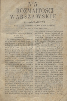 Rozmaitości Warszawskie : pismo dodatkowe do Gazety Korrespondenta Warszawskiego. 1829, Nro 5 (4 lutego)