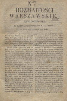 Rozmaitości Warszawskie : pismo dodatkowe do Gazety Korrespondenta Warszawskiego. 1829, Nro 7 (18 lutego)