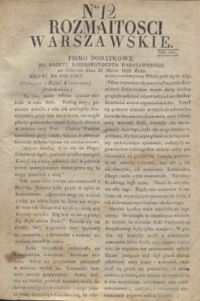 Rozmaitości Warszawskie : pismo dodatkowe do Gazety Korrespondenta Warszawskiego. 1829, Nro 12 (26 marca)