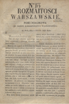 Rozmaitości Warszawskie : pismo dodatkowe do Gazety Korrespondenta Warszawskiego. 1829, Nro 13 (1 kwietnia)