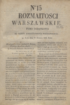 Rozmaitości Warszawskie : pismo dodatkowe do Gazety Korrespondenta Warszawskiego. 1829, Nro 15 (15 kwietnia)