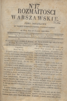 Rozmaitości Warszawskie : pismo dodatkowe do Gazety Korrespondenta Warszawskiego. 1829, Nro 17 (29 kwietnia)