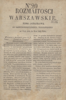 Rozmaitości Warszawskie : pismo dodatkowe do Gazety Korrespondenta Warszawskiego. 1829, Nro 20 (20 maja)