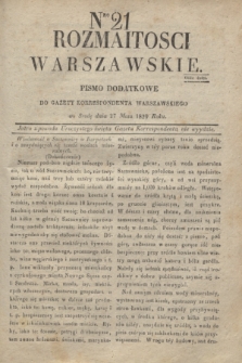 Rozmaitości Warszawskie : pismo dodatkowe do Gazety Korrespondenta Warszawskiego. 1829, Nro 21 (27 maja)