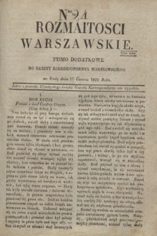 Rozmaitości Warszawskie : pismo dodatkowe do Gazety Korrespondenta Warszawskiego. 1829, Nro 24 (17 czerwca)
