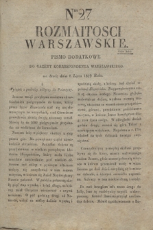Rozmaitości Warszawskie : pismo dodatkowe do Gazety Korrespondenta Warszawskiego. 1829, nr 27 (8 lipca)