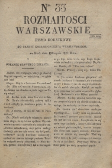 Rozmaitości Warszawskie : pismo dodatkowe do Gazety Korrespondenta Warszawskiego. 1829, Nro 33 (19 sierpnia)
