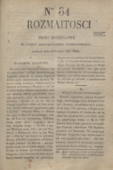 Rozmaitości Warszawskie : pismo dodatkowe do Gazety Korrespondenta Warszawskiego. 1829, Nro 34 (26 sierpnia)