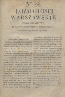 Rozmaitości Warszawskie : pismo dodatkowe do Gazety Korrespondenta Warszawskiego. 1829, Nro 38 (23 września)