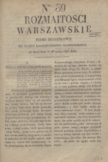 Rozmaitości Warszawskie : pismo dodatkowe do Gazety Korrespondenta Warszawskiego. 1829, Nro 39 (30 września)