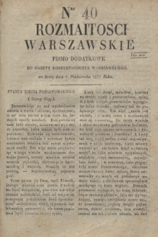 Rozmaitości Warszawskie : pismo dodatkowe do Gazety Korrespondenta Warszawskiego. 1829, Nro 40 (7 października)
