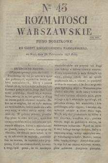 Rozmaitości Warszawskie : pismo dodatkowe do Gazety Korrespondenta Warszawskiego. 1829, Nro 43 (28 października)