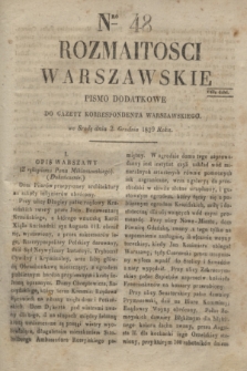 Rozmaitości Warszawskie : pismo dodatkowe do Gazety Korrespondenta Warszawskiego. 1829, Nro 48 (2 grudnia)