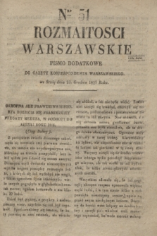 Rozmaitości Warszawskie : pismo dodatkowe do Gazety Korrespondenta Warszawskiego. 1829, nr 51 (23 grudnia)